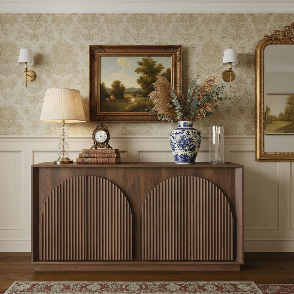 Orvaliadecor 65" Fluted Sideboard Buffet Cabinet