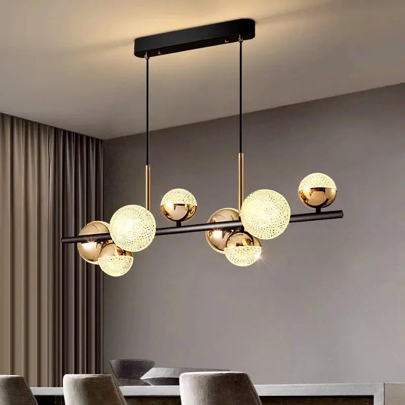 Black and Gold Glass Globe Chandelier 8/10 Light  Seus Lighting