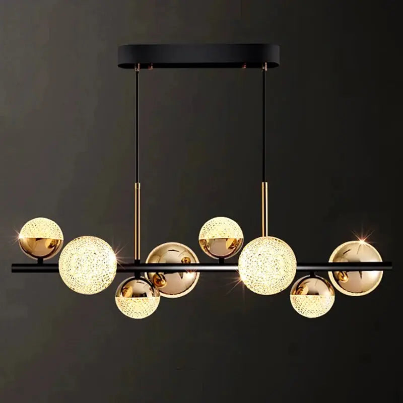 Black and Gold Glass Globe Chandelier 8/10 Light  Seus Lighting