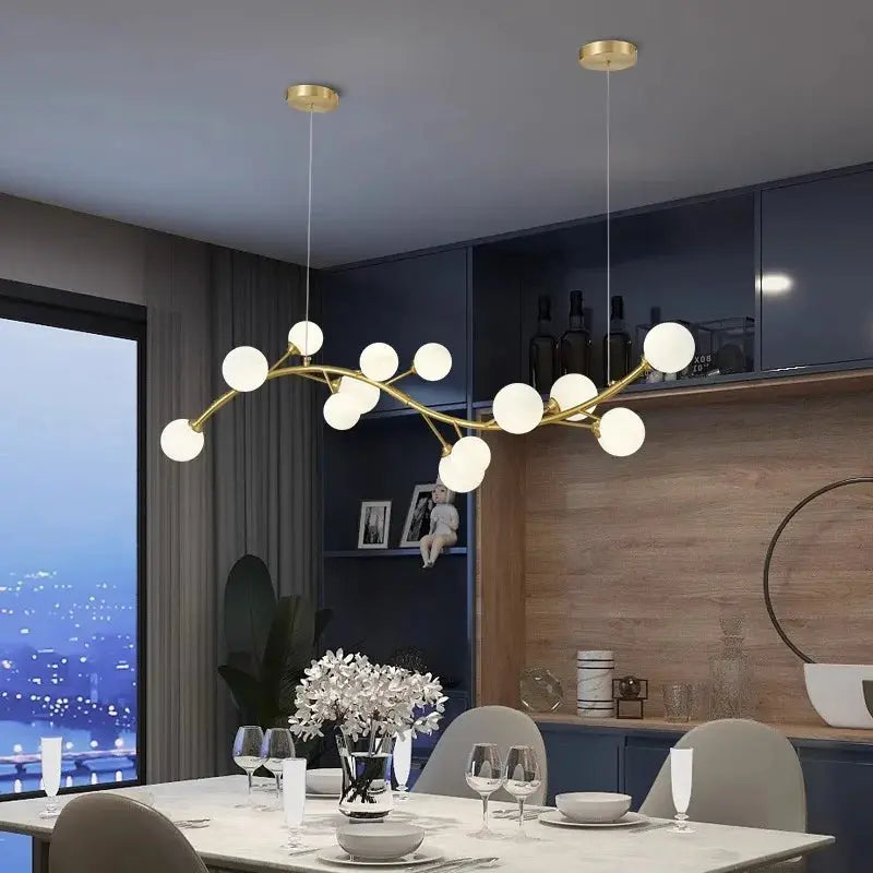 13-Light Gold Tree Branch Pendant Chandelier - Cold White - Led Chandeliers