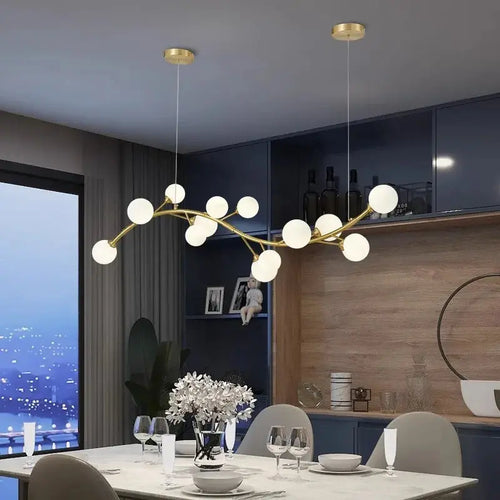 13-Light Gold Tree Branch Pendant Chandelier - Cold White - Led Chandeliers