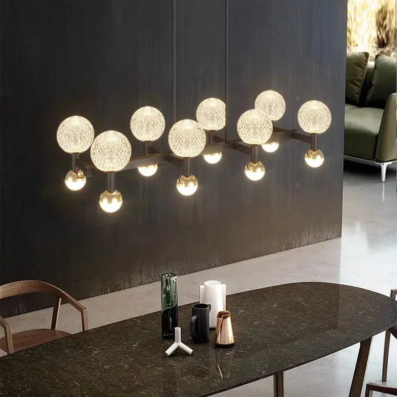 Modern Black Linear Dining Room Chandelier 12/16 Lights  Seus Lighting