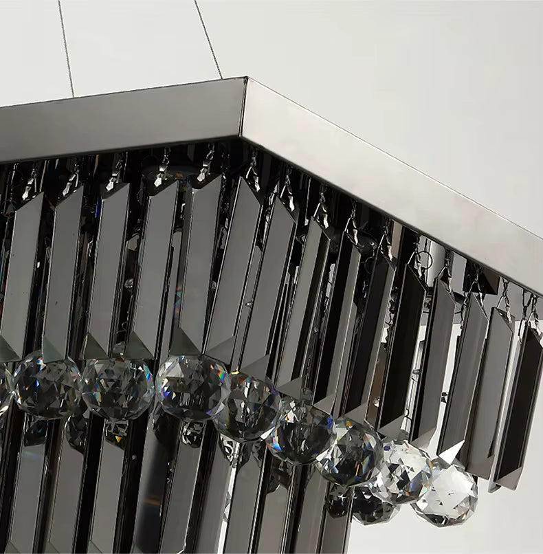 3 Tier Contemporary Rectangular Crystal Chandelier  Seus Lighting