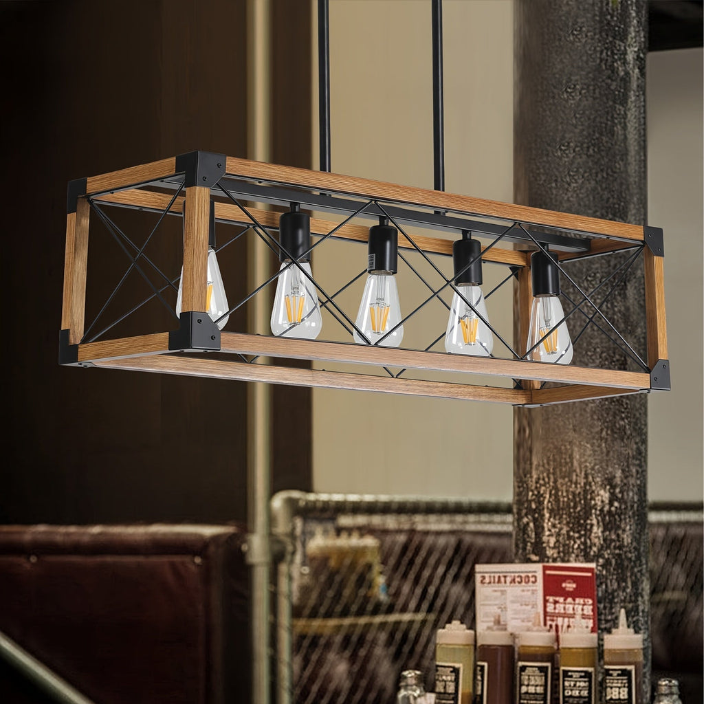 5-Light Farmhouse Rectangular Chandelier  Seus Lighting