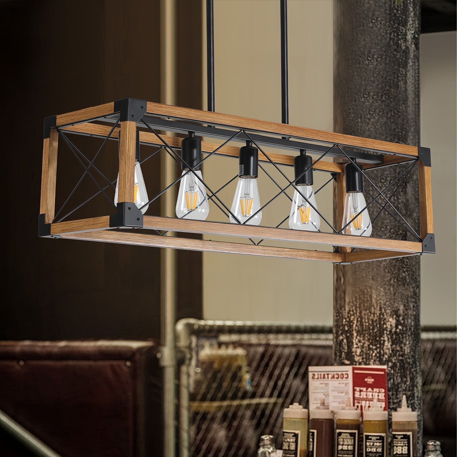 5-Light Farmhouse Rectangular Chandelier  Seus Lighting