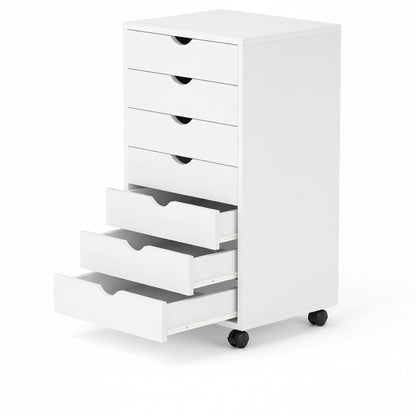 7 Drawer Chest, Storage Cabinet Dressers with Wheels, Dressers Storage Cabinets, Dresser Mobile Cabinet with Wheels, Room Organizer, Small Drawers Wood Organization Furniture for Office, Home