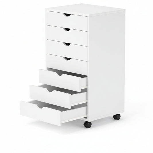 7 Drawer Chest, Storage Cabinet Dressers with Wheels, Dressers Storage Cabinets, Dresser Mobile Cabinet with Wheels, Room Organizer, Small Drawers Wood Organization Furniture for Office, Home