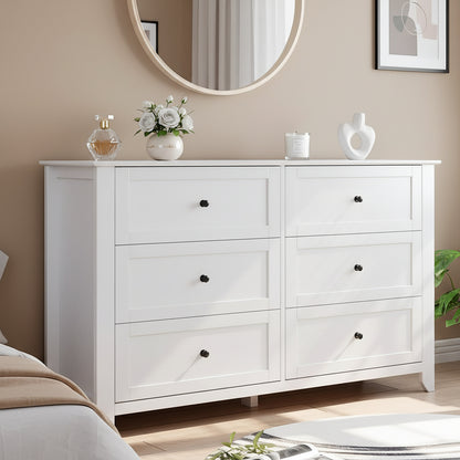 6 Chest of Drawer Dresser, Modern Wood Organizer Storage Cabinet with Drawers for Bedroom, Living Room, Entryway