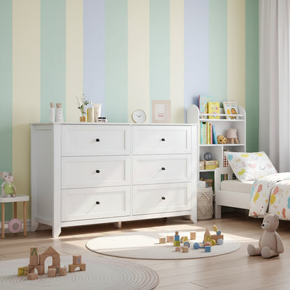6 Chest of Drawer Dresser, Modern Wood Organizer Storage Cabinet with Drawers for Bedroom, Living Room, Entryway