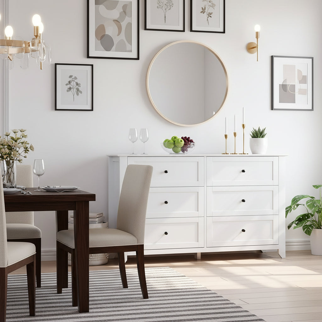 6 Chest of Drawer Dresser, Modern Wood Organizer Storage Cabinet with Drawers for Bedroom, Living Room, Entryway