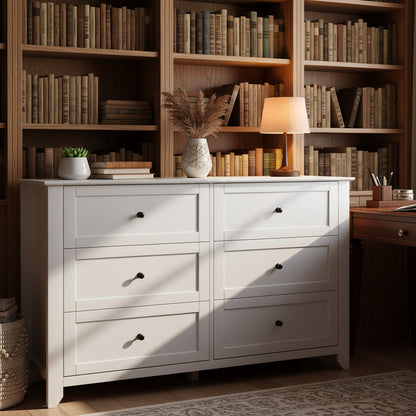 6 Chest of Drawer Dresser, Modern Wood Organizer Storage Cabinet with Drawers for Bedroom, Living Room, Entryway