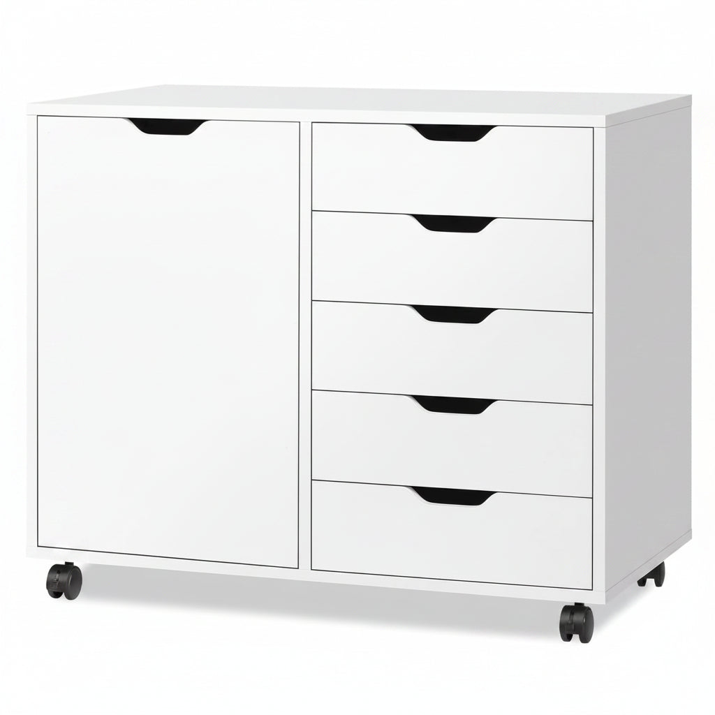 Orvaliadecor Wood Storage Cabinet with 5 Drawers