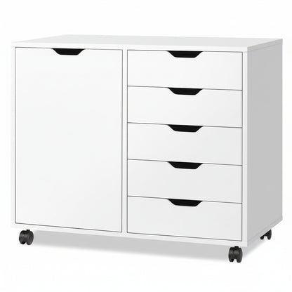 Orvaliadecor Wood Storage Cabinet with 5 Drawers