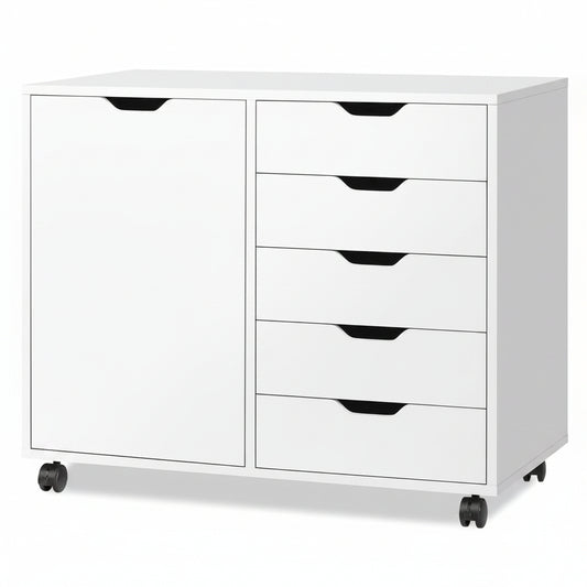 Orvaliadecor Wood Storage Cabinet with 5 Drawers