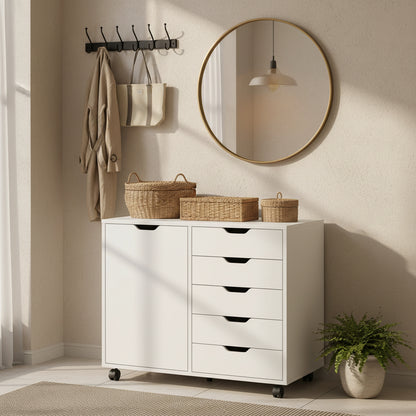 Orvaliadecor Wood Storage Cabinet with 5 Drawers