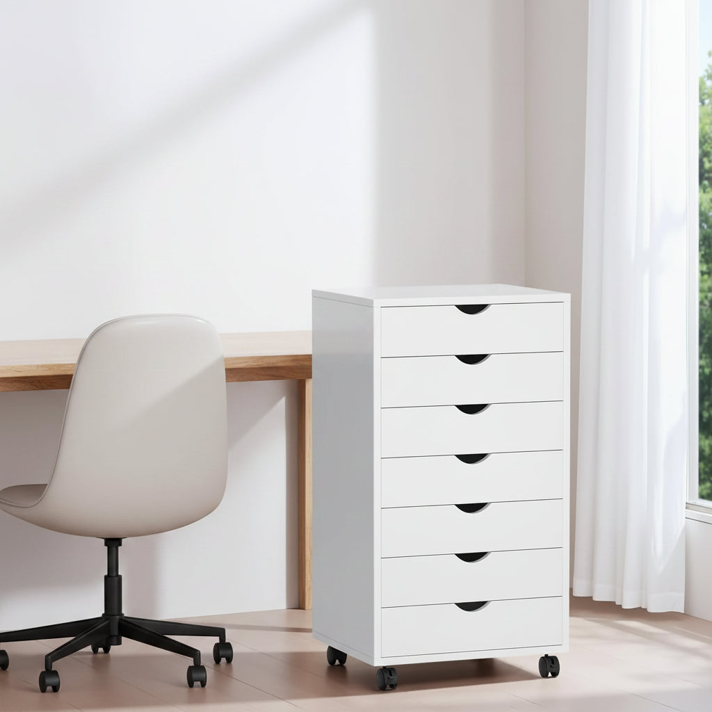 7 Drawer Chest, Storage Cabinet Dressers with Wheels, Dressers Storage Cabinets, Dresser Mobile Cabinet with Wheels, Room Organizer, Small Drawers Wood Organization Furniture for Office, Home