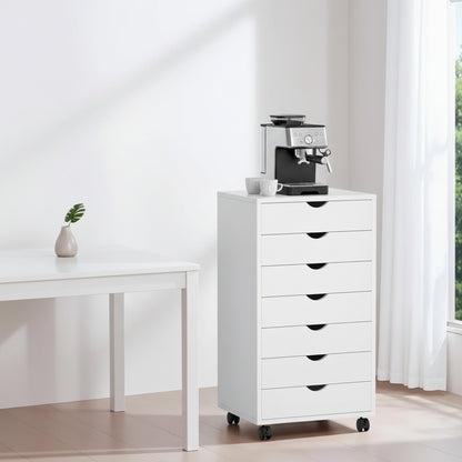 7 Drawer Chest, Storage Cabinet Dressers with Wheels, Dressers Storage Cabinets, Dresser Mobile Cabinet with Wheels, Room Organizer, Small Drawers Wood Organization Furniture for Office, Home