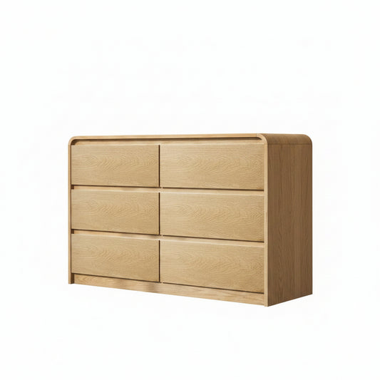 6 Drawer Dresser for Bedroom, Natural Modern Wood Chest of Drawers & Closet Organizer, Cabinet with Fluted Panel for Bedroom, Living Room, Hallway