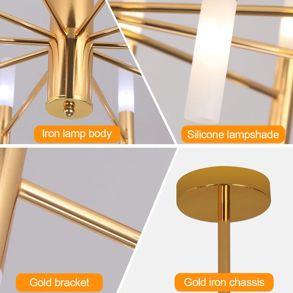 Alissa 20-Light Modern Golden Sputnik Chandelier  Seus Lighting