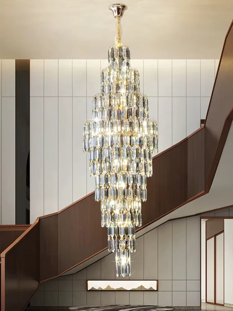 Anita Luxury Crystal Staircase Long Chandelier  Seus Lighting