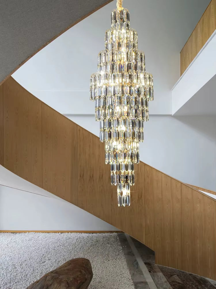 Anita Luxury Crystal Staircase Long Chandelier  Seus Lighting