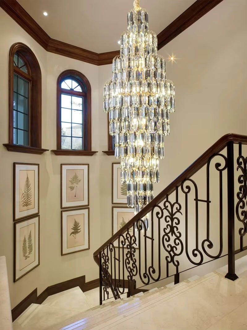 Anita Luxury Crystal Staircase Long Chandelier  Seus Lighting