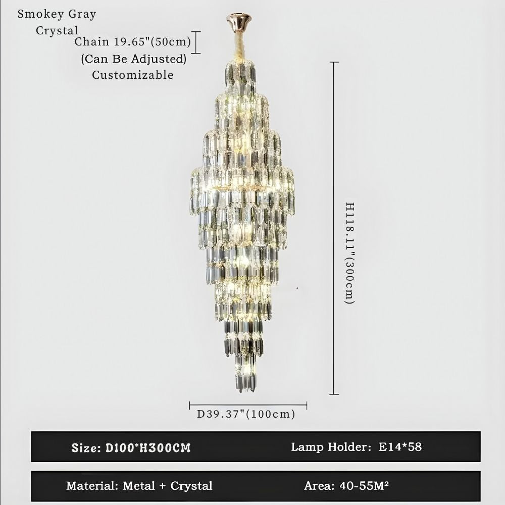 Anita Luxury Crystal Staircase Long Chandelier  Seus Lighting