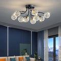 Anya Modern Bubble Glass Flush Mount Light Milk-White-Gold-15-Lights-Warm-White Seus Lighting