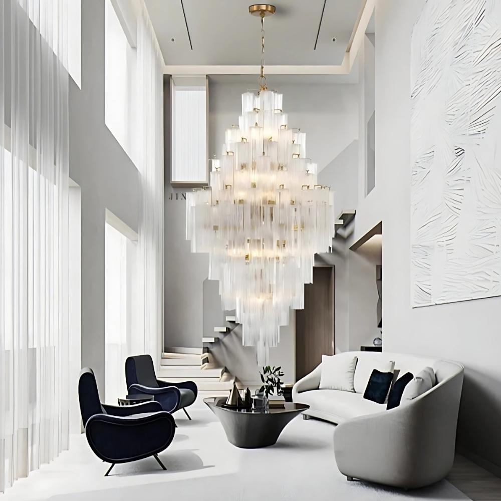 Arcdeco Large Glass Chandelier  Seus Lighting