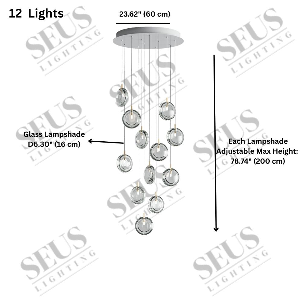 Arcli Contemporary Glass Cluster Chandelier  Seus Lighting