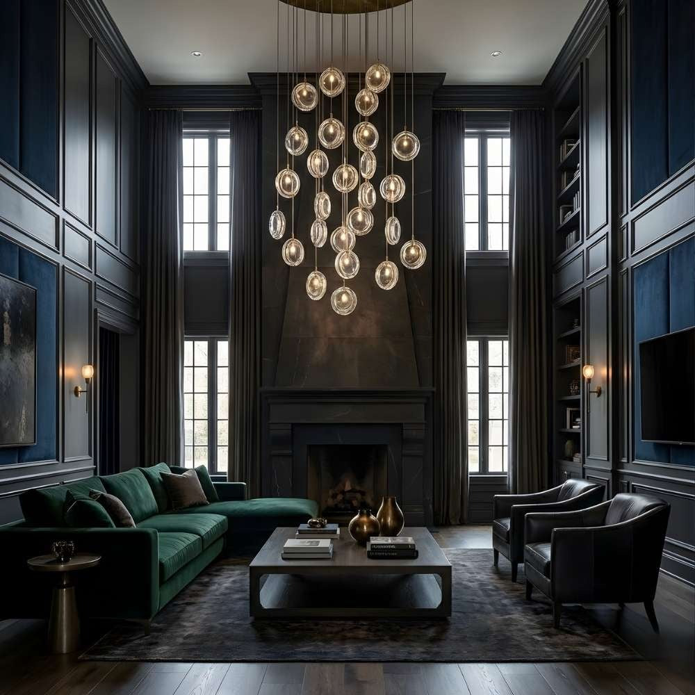 Arcli Contemporary Glass Cluster Chandelier  Seus Lighting