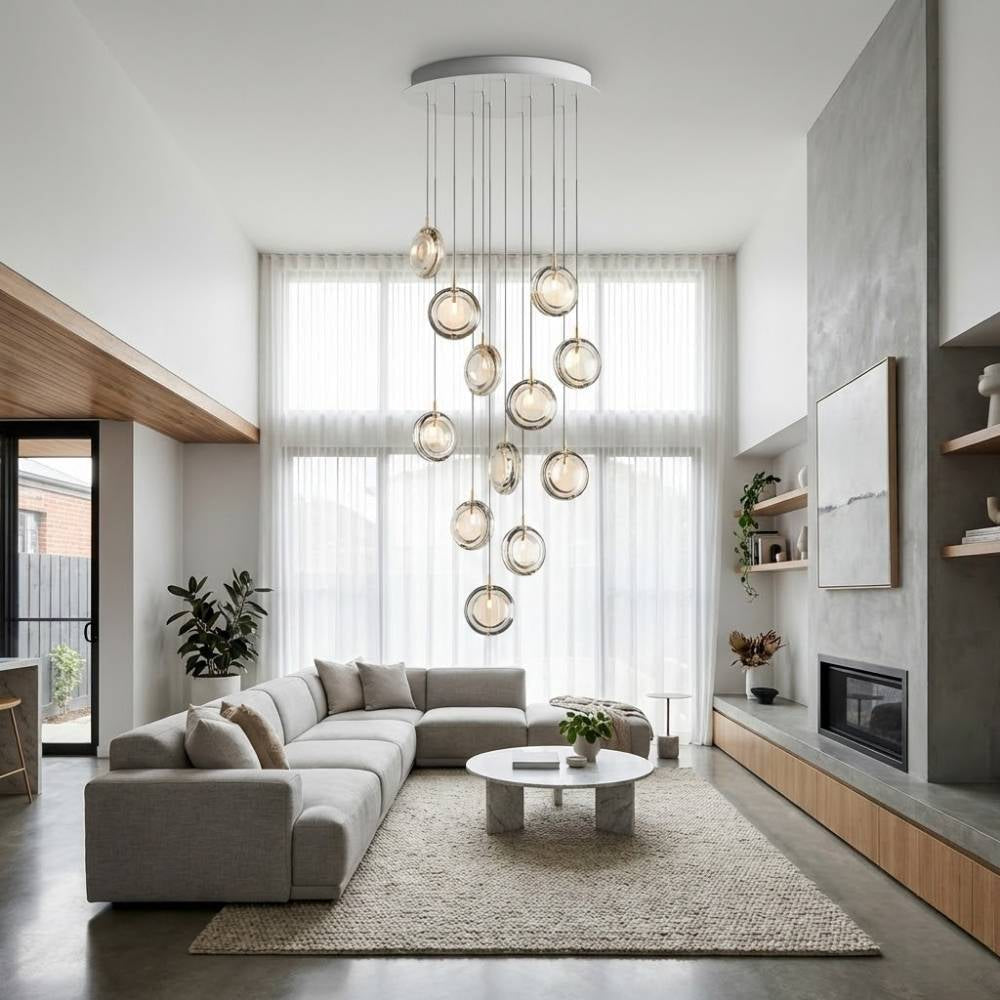Arcli Contemporary Glass Cluster Chandelier  Seus Lighting