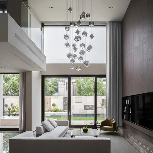 Aren Cube Large Pendant Light For High Ceilings  Seus Lighting