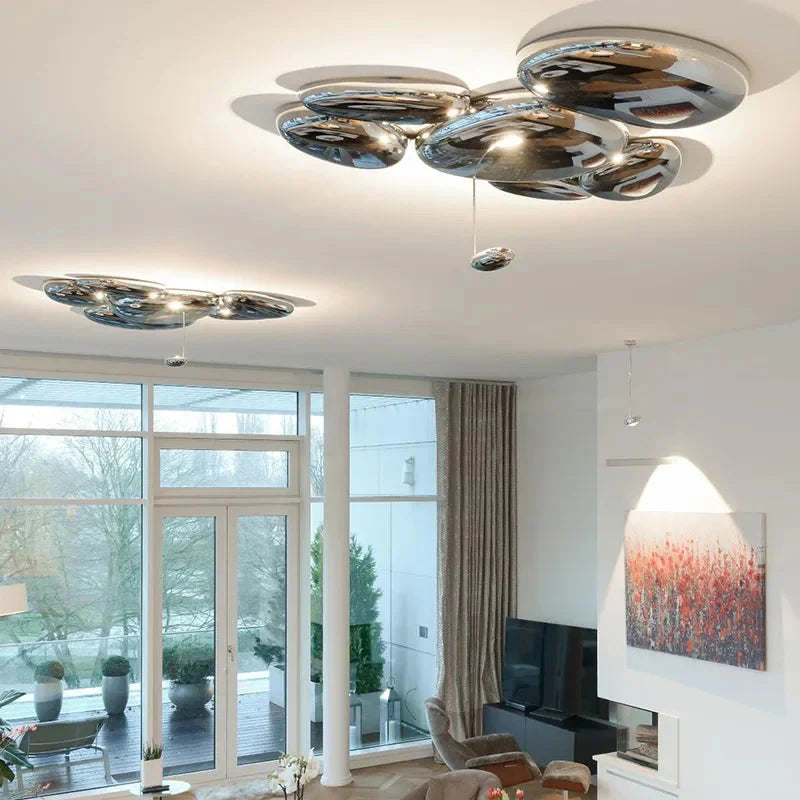 Amaris Modern Silver Flush Mount Chandelier  Seus Lighting