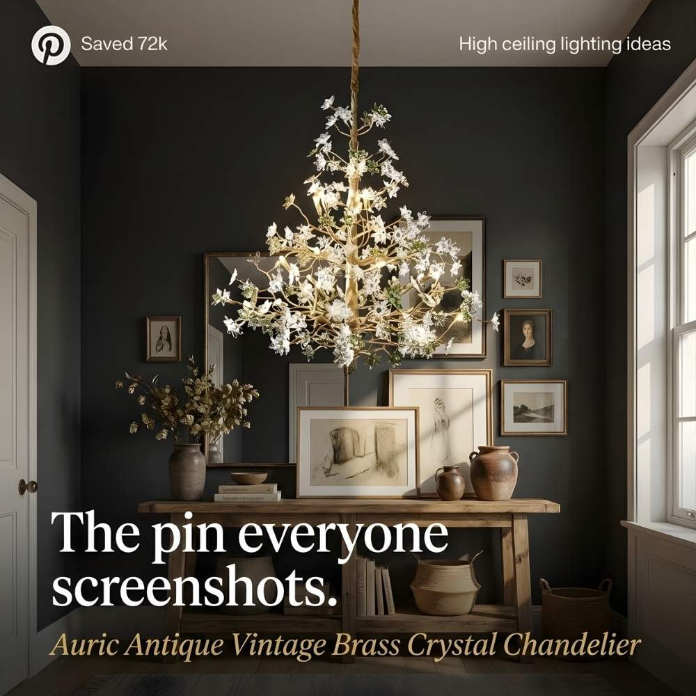 Auric Antique Vintage Brass Crystal Chandelier  Seus Lighting