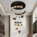 Aysha Black Crystal High Ceiling Entryway Light Fixture  Seus Lighting