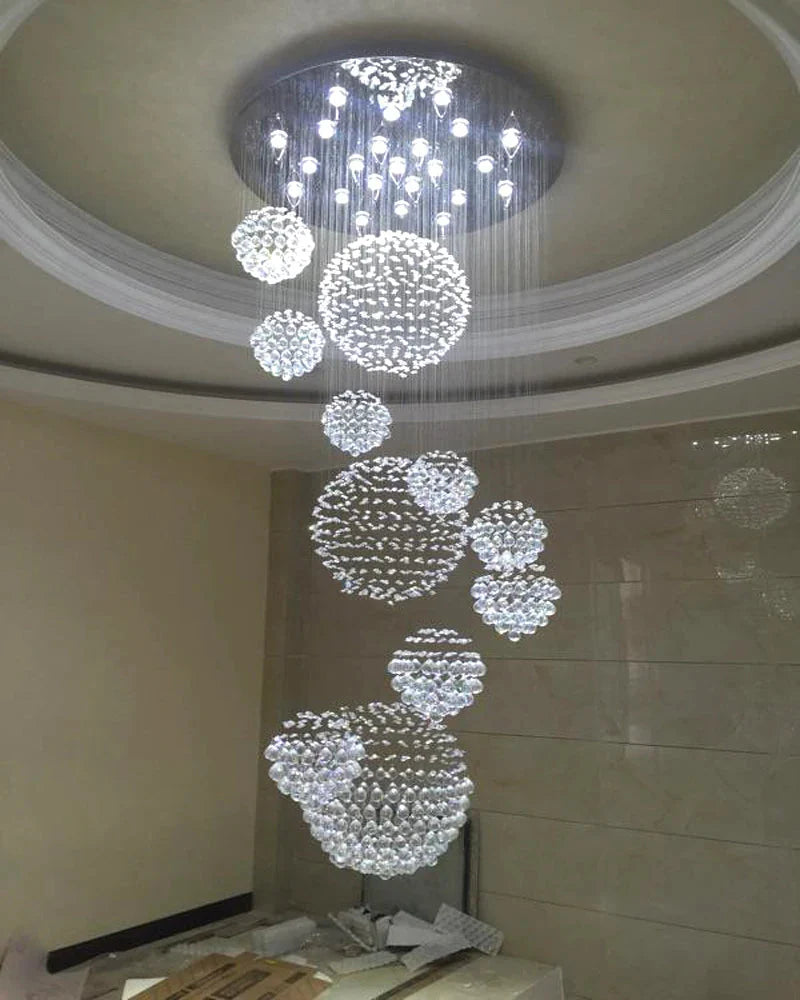 Ball Design Extra Large Crystal Chandelier for High Ceiling  Seus Lighting