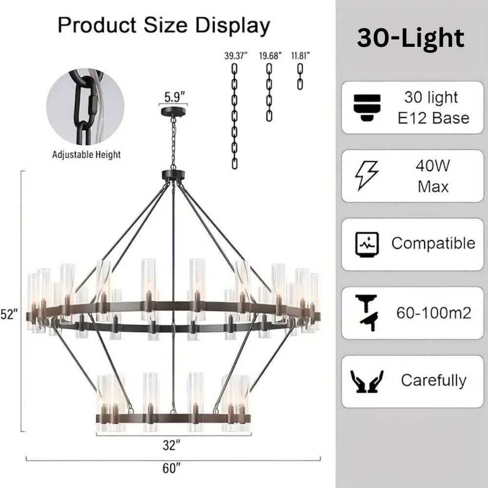 Binna Double Wagon Wheel Chandelier  Seus Lighting