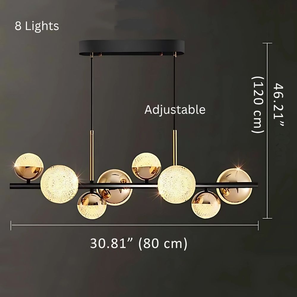 Black and Gold Glass Globe Chandelier 8/10 Light  Seus Lighting