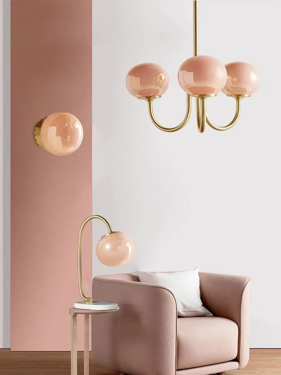 Bubble Pink Glass Marshmallow Chandelier 3 Lights Seus Lighting