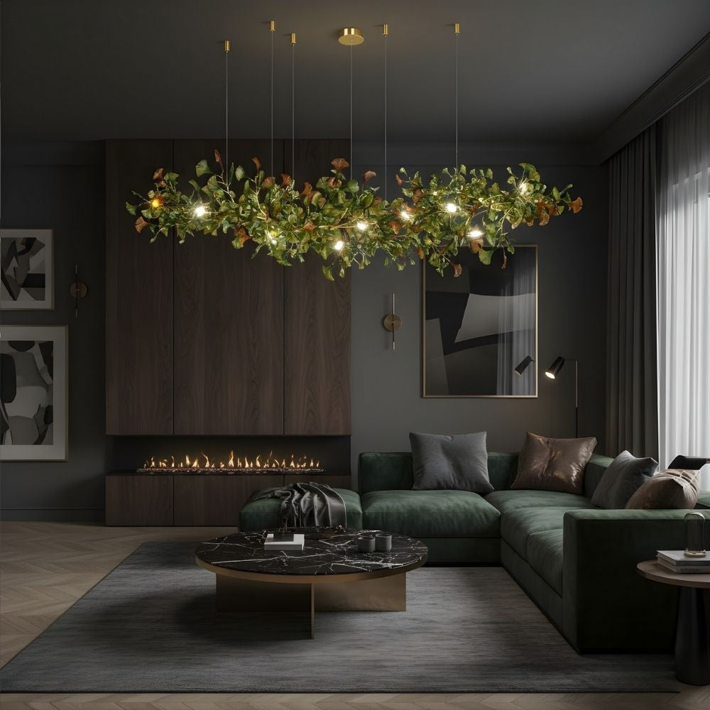 Calla Ginko Leaf Linear Chandelier  Seus Lighting