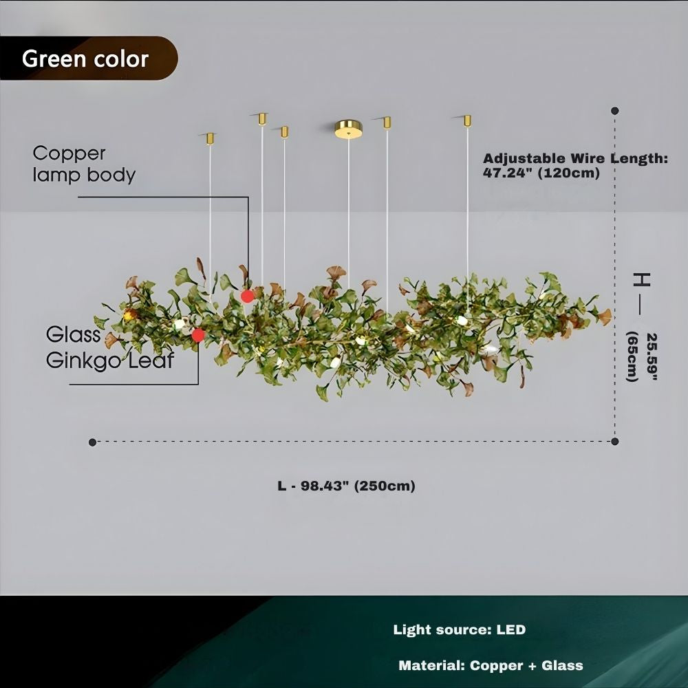 Calla Ginko Leaf Linear Chandelier  Seus Lighting