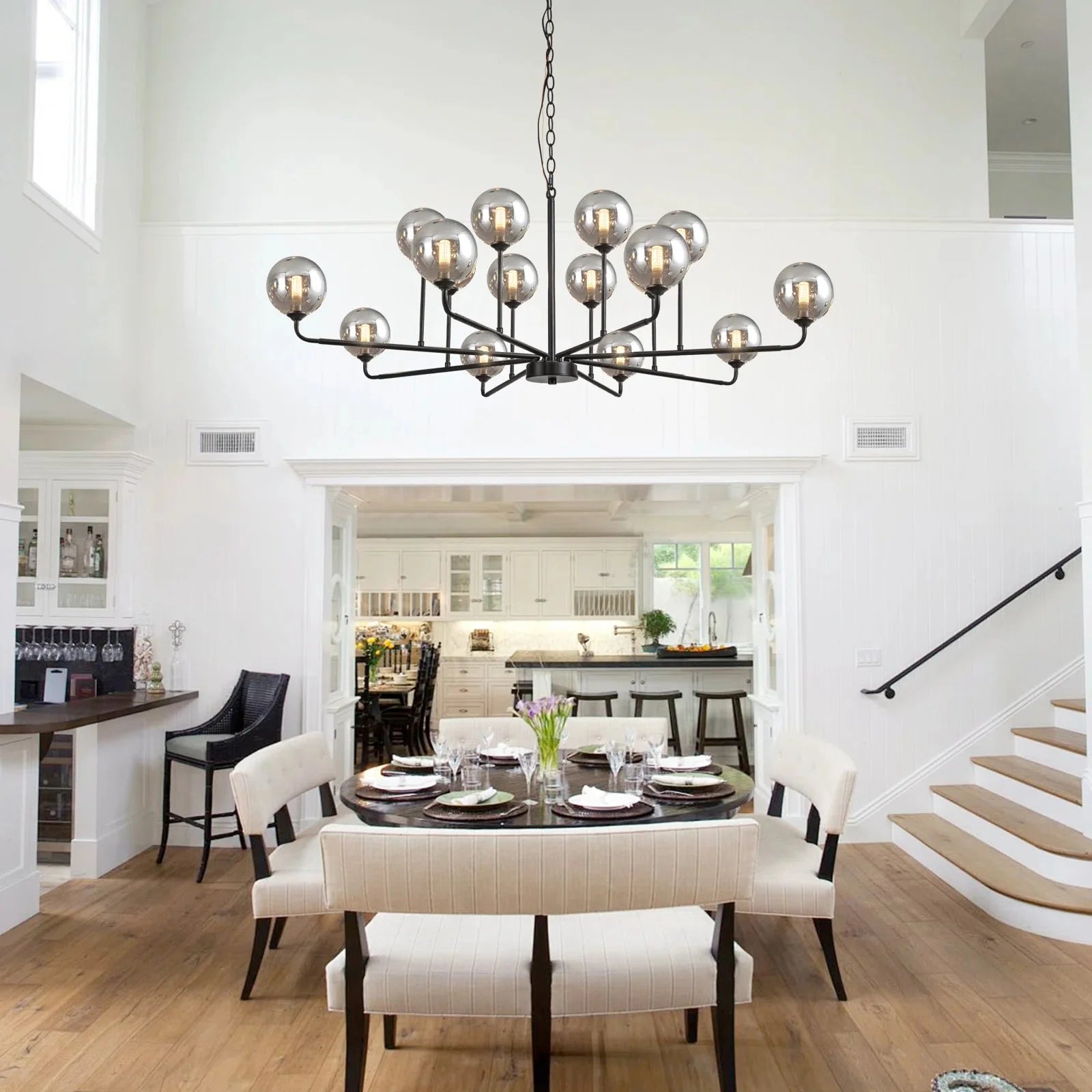 Celta Smoked Glass Sputnik Chandelier  Seus Lighting
