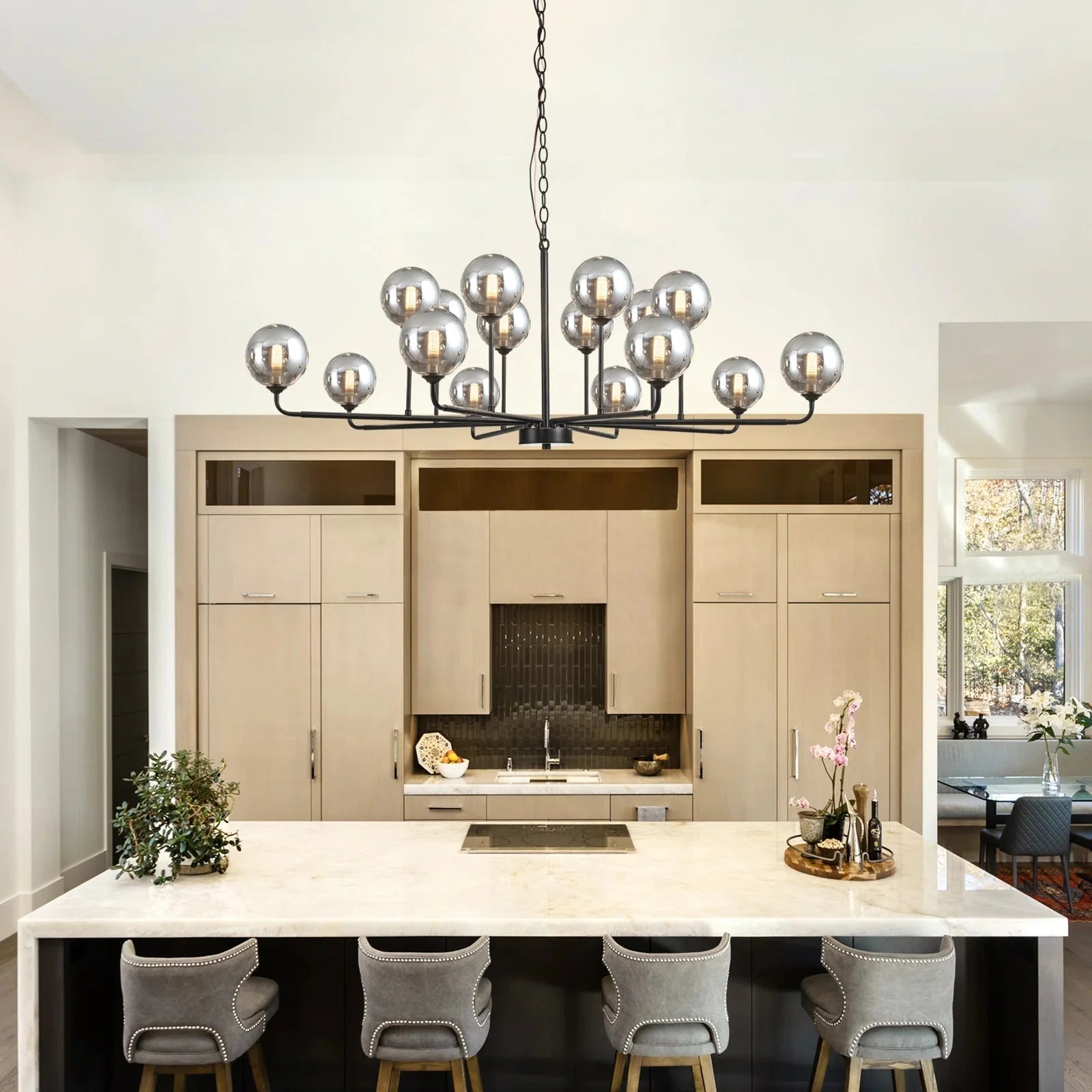 Celta Smoked Glass Sputnik Chandelier  Seus Lighting