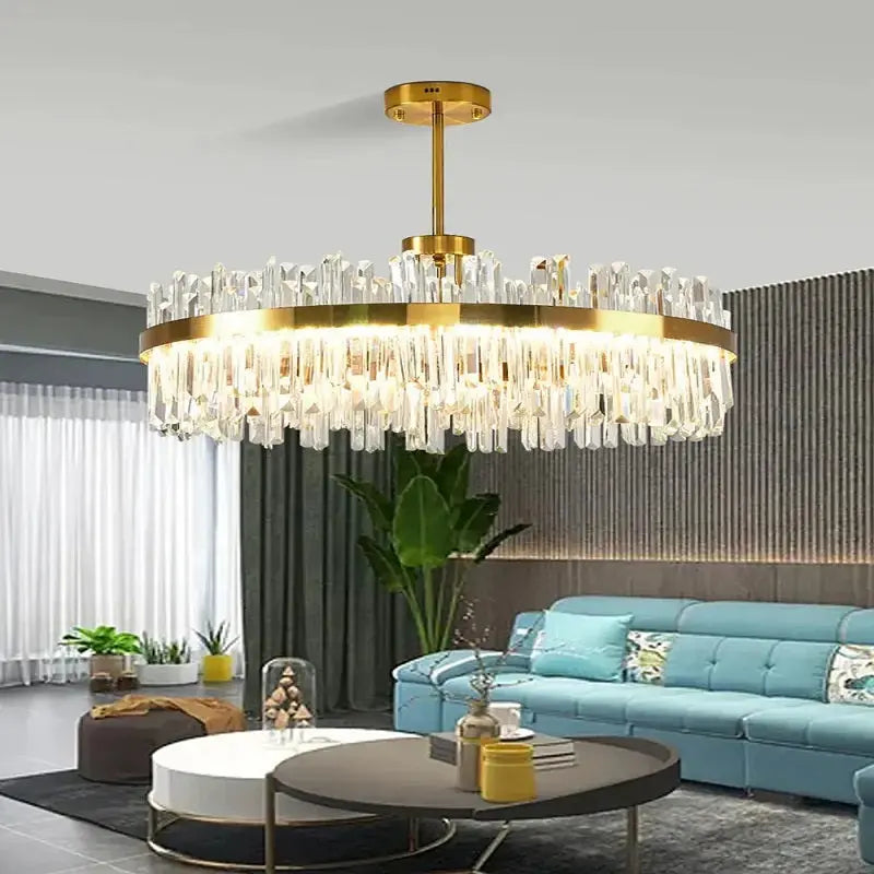 Cesi Foyer Crystal Chandelier Black / Silver / Gold Colours  Seus Lighting