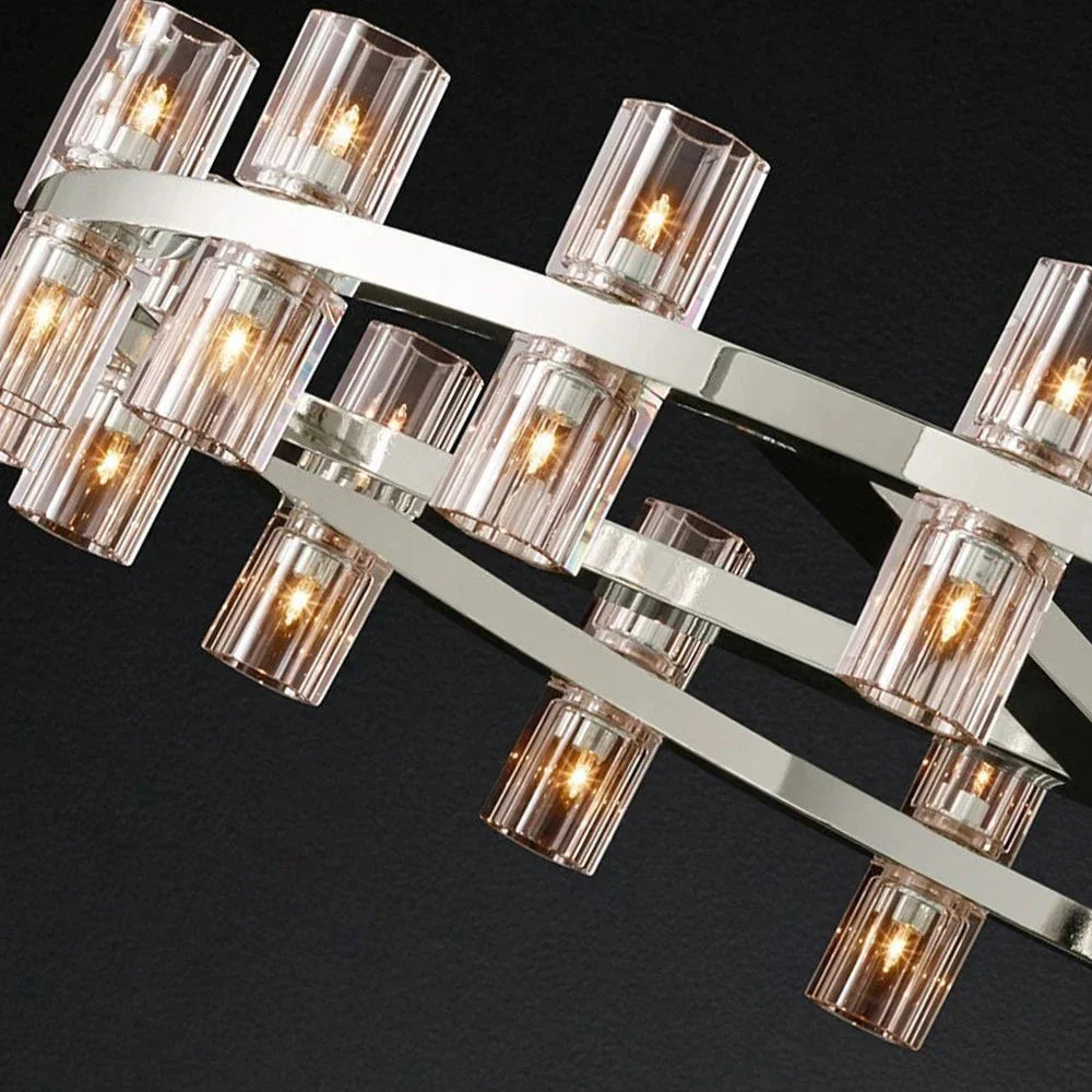 Circular Pendant Light with Crystal Glass Shades  Seus Lighting