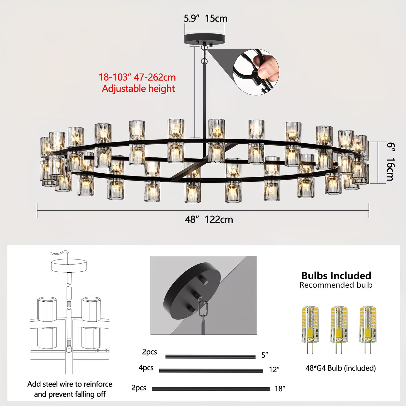 Circular Pendant Light with Crystal Glass Shades  Seus Lighting