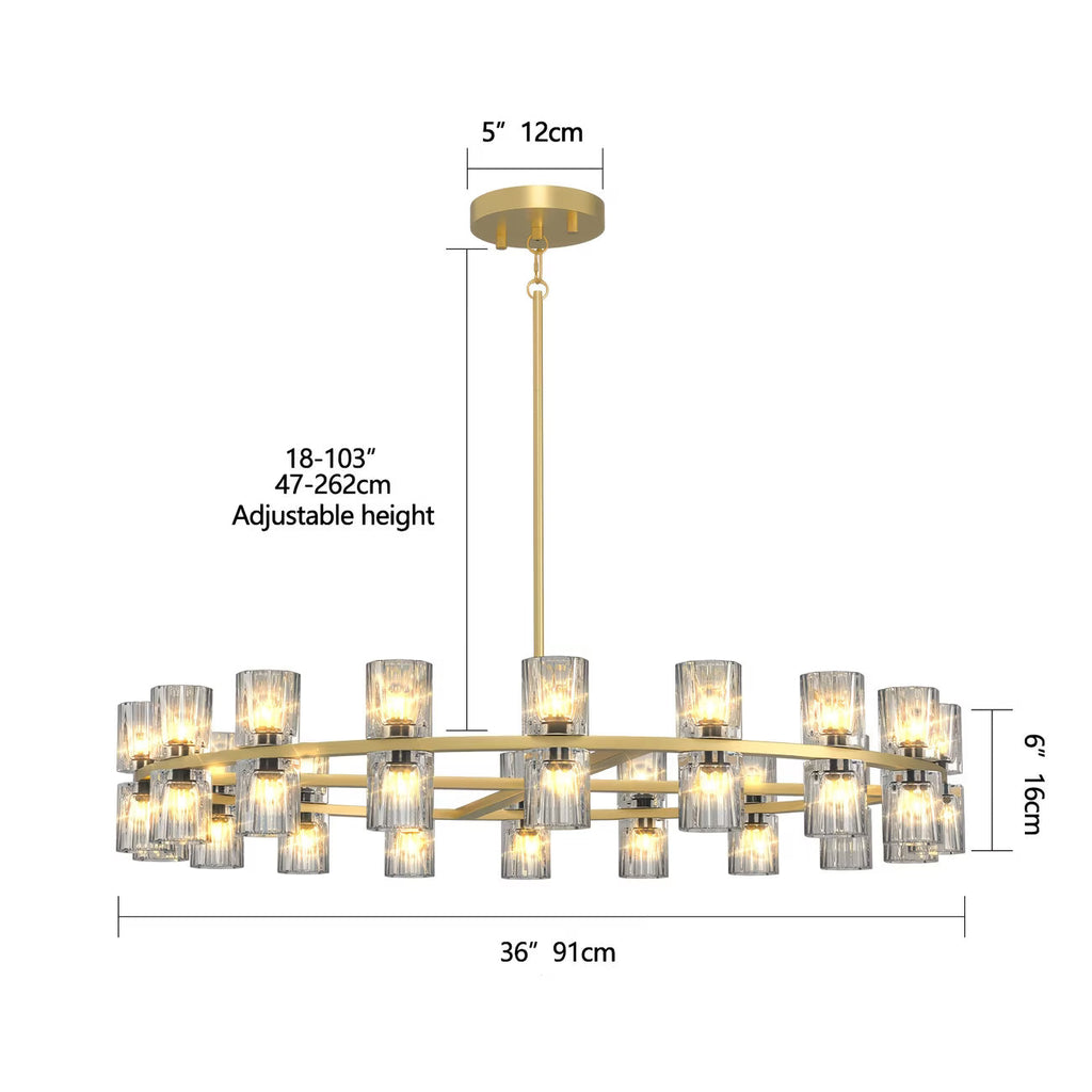 Circular Pendant Light with Crystal Glass Shades  Seus Lighting