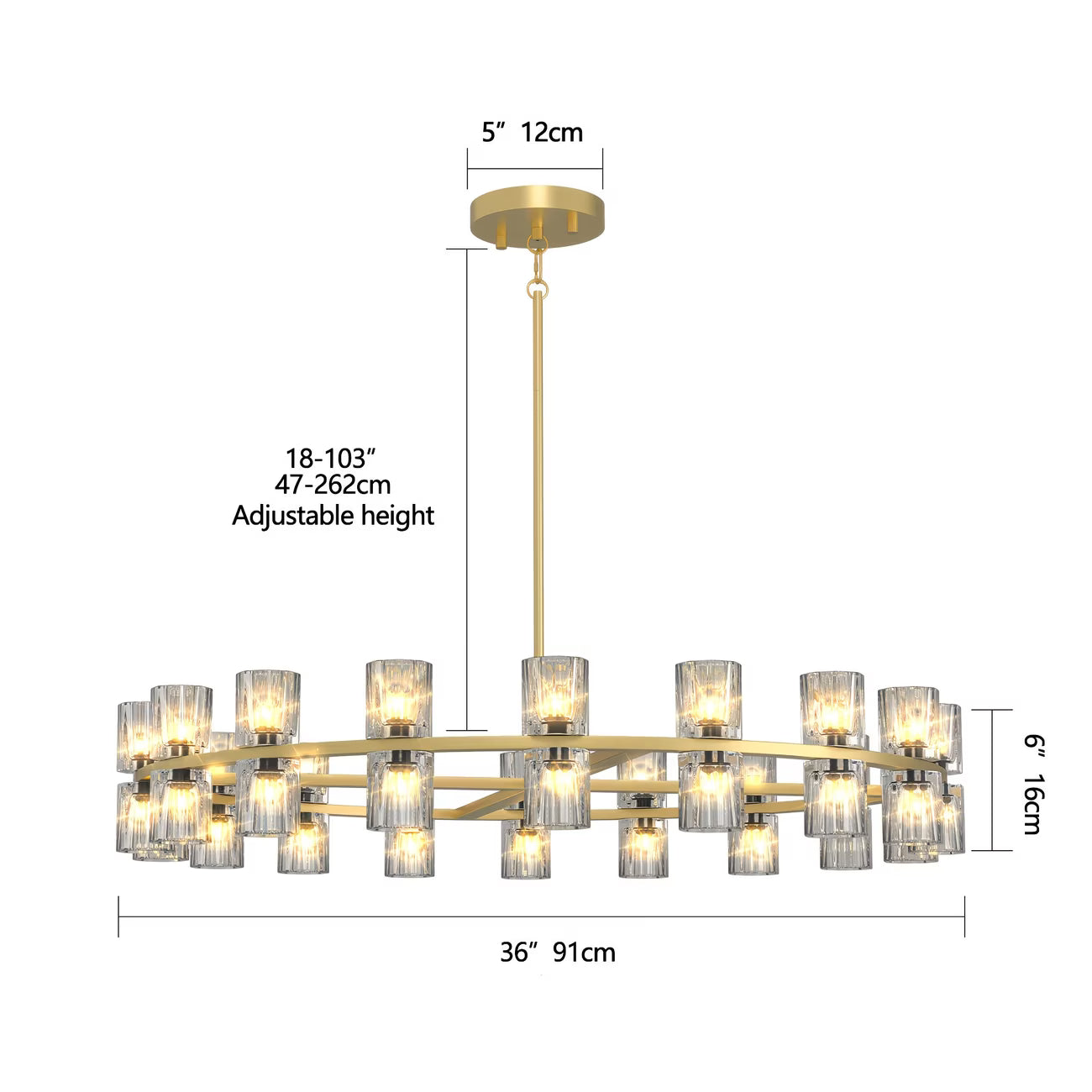 Circular Pendant Light with Crystal Glass Shades  Seus Lighting