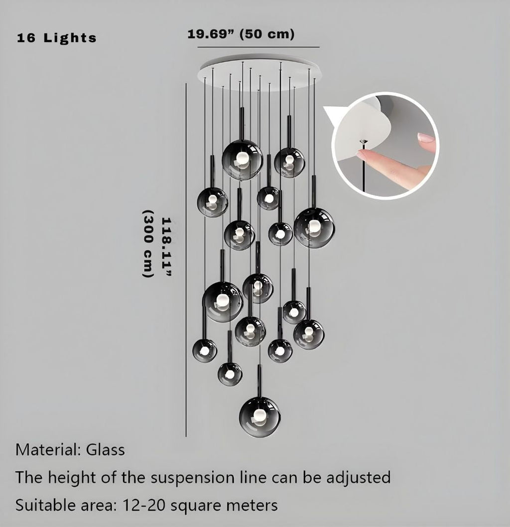 Cleo Bubble Staircase Chandelier  Seus Lighting